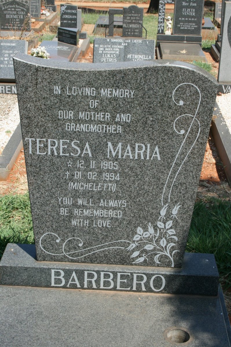 BABERO Teresa Maria nee MICHELETTI 1905-1994