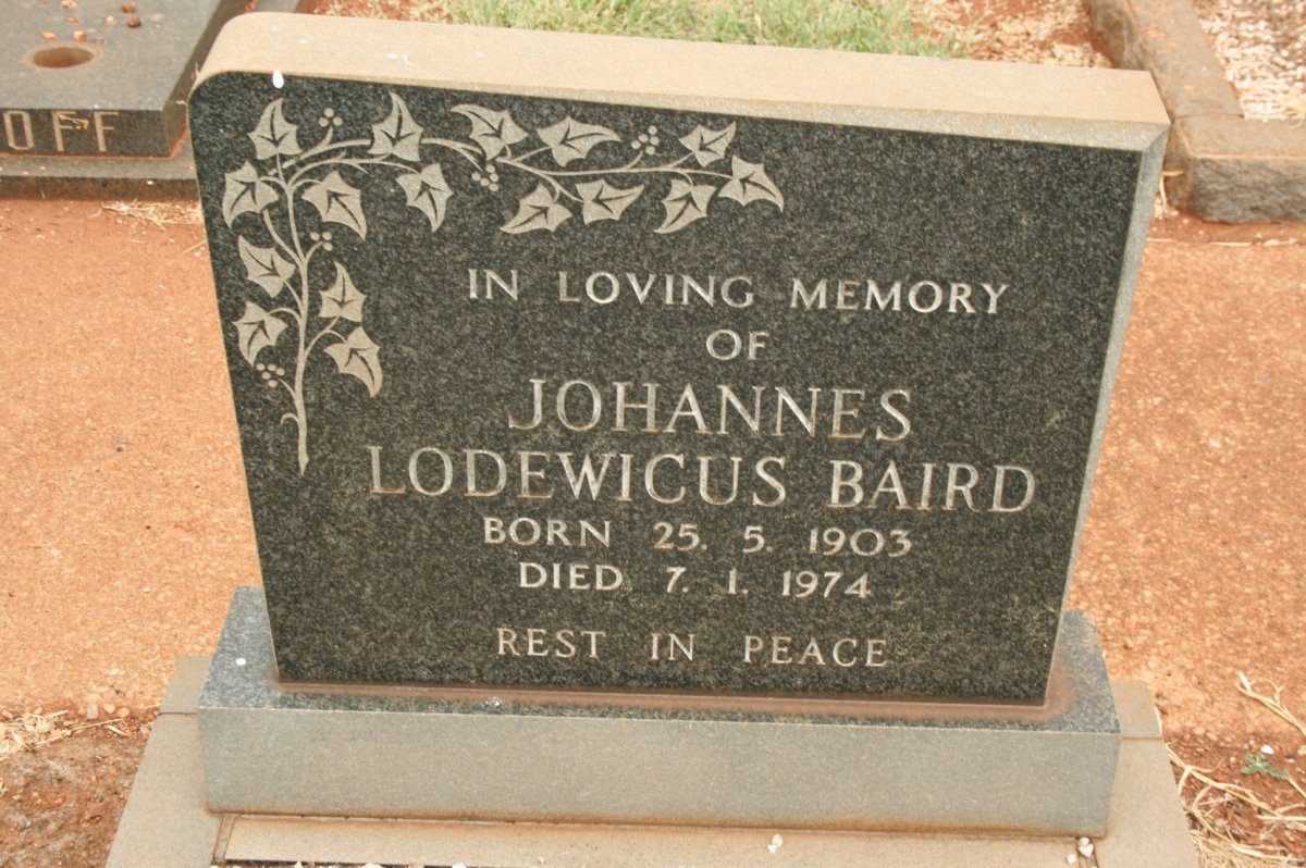 BAIRD Johannes Lodewicus 1903-1974