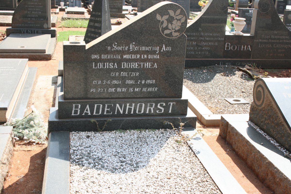 BADENHORST Louisa Dorethea nee COETZER 1904-1969