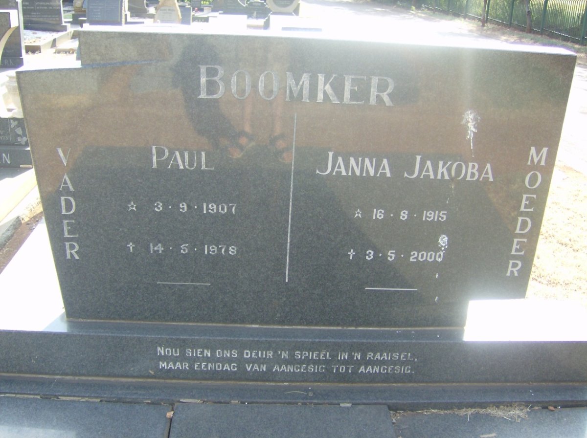 BOOMKER Paul 1907-1978 &amp; Janna Jakoba 1915-2000