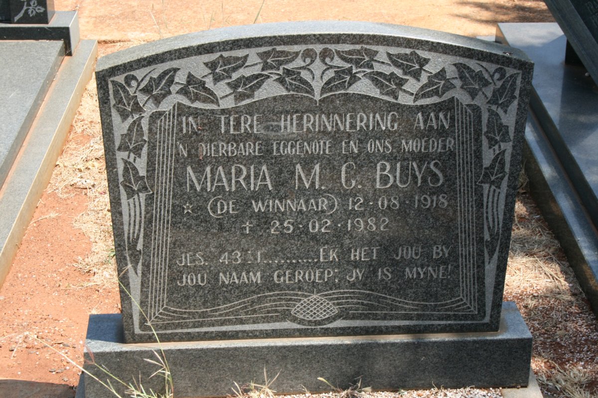 BUYS Maria M.C. nee DE WINNAAR 1918-1982