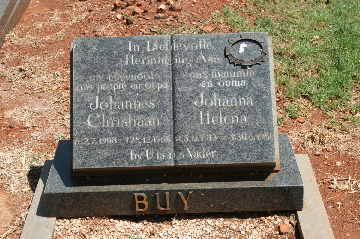 BUYS Johannes Christiaan 1908-1968 &amp; Johanna Helena 1913-1981