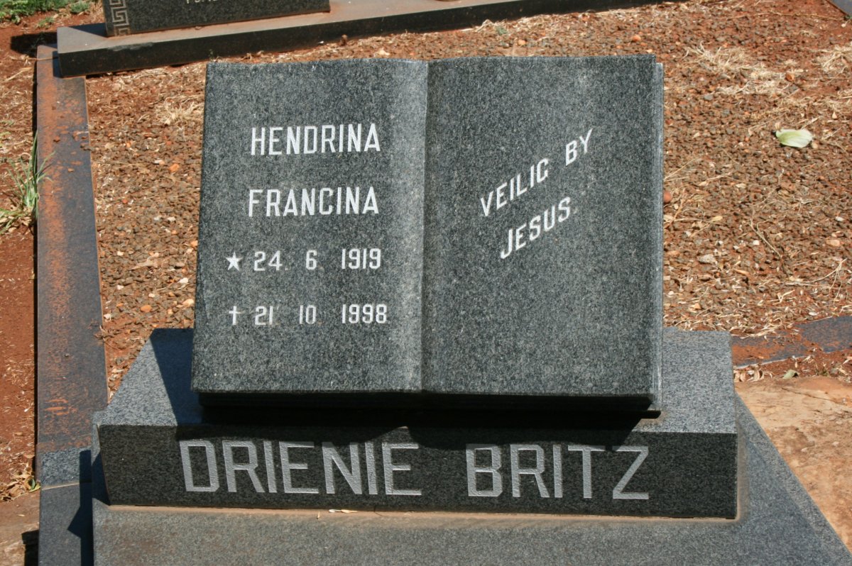 BRITZ Hendrina Francina 1919-1998