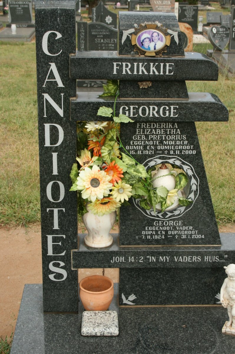 CANDIOTES George 1924-2004 &amp; Frederika Elizabeth PRETORIUS 1921-2000