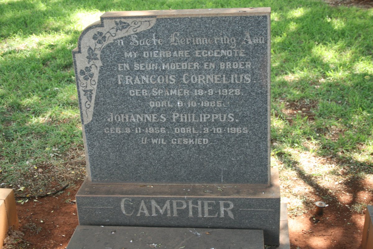 CAMPHER Johannes Philippus 1956-1965 :: CAMPHER Francois Cornelius nee SPAMER 1928-1965