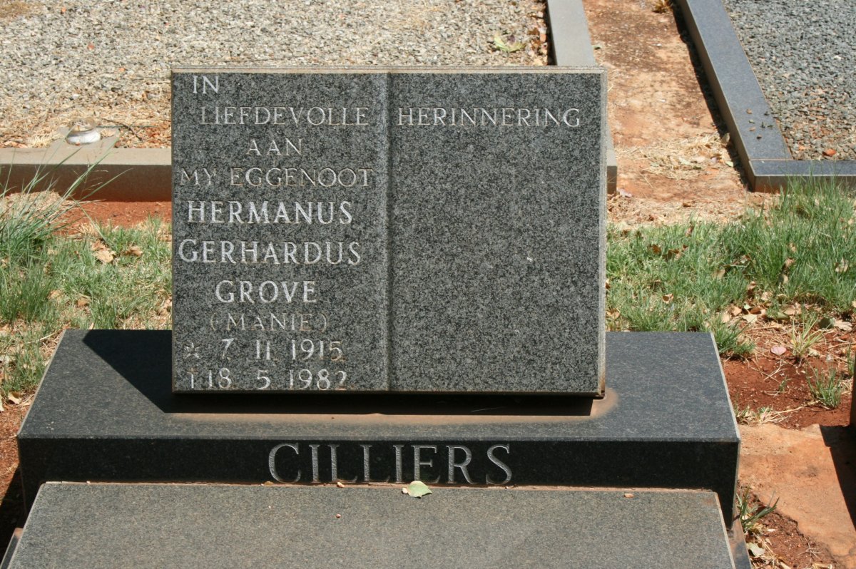 CILLIERS Hermanus Gerhardus Grove 1915-1982