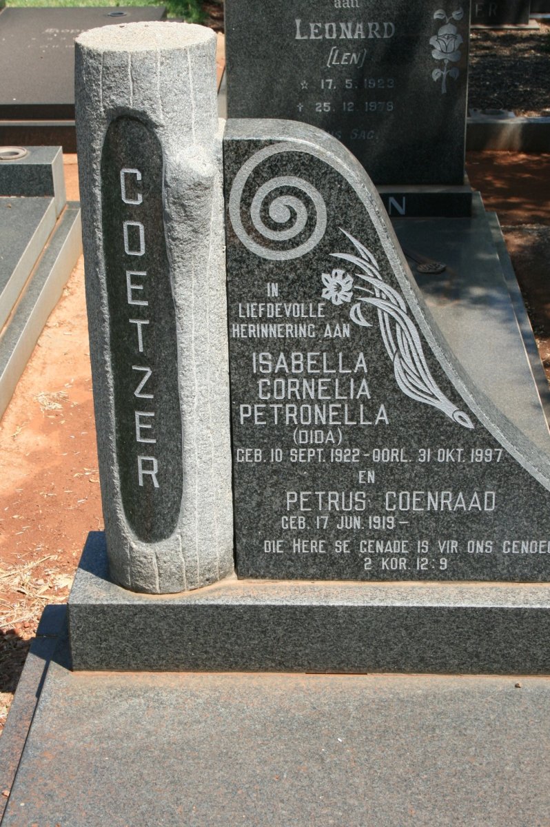 COETZER Petrus Coenraad 1919- &amp; Isabella Cornelia Petronella 1922-1997