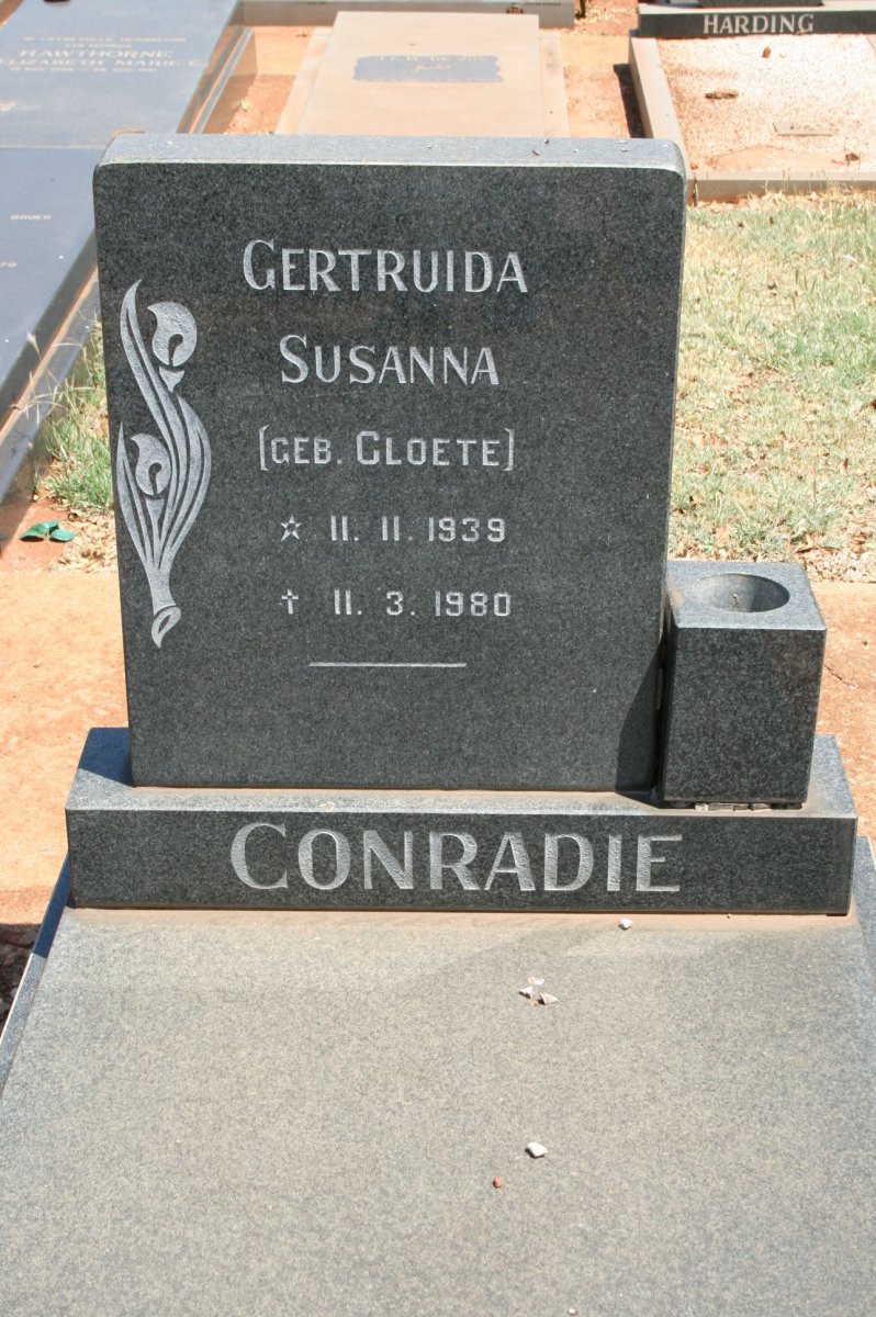 CONRADIE Gertruida nee CLOETE 1939-1980