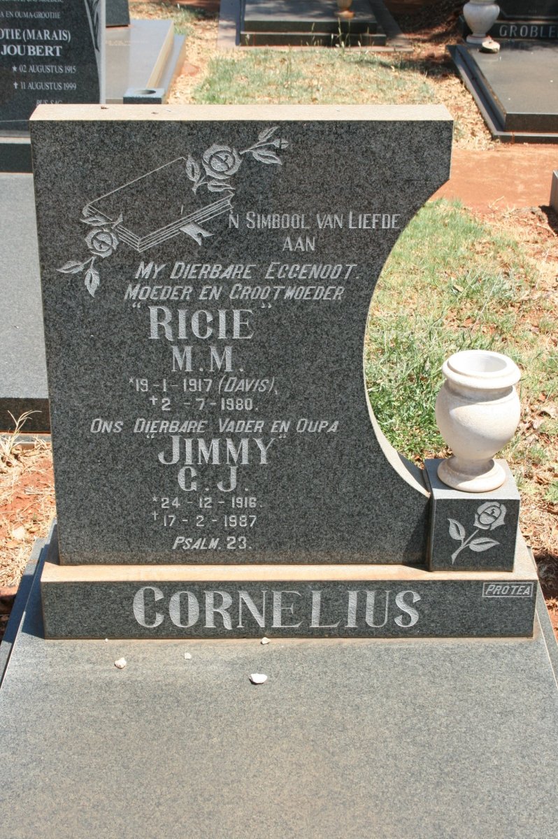 CORNELIUS G.J. 1916-1987 &amp; M.M. DAVIS 1917-1980