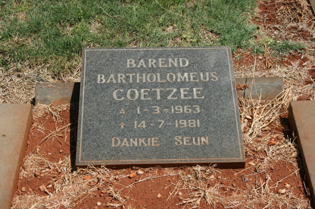 COETZEE Barend Bartholomeus 1963-1981