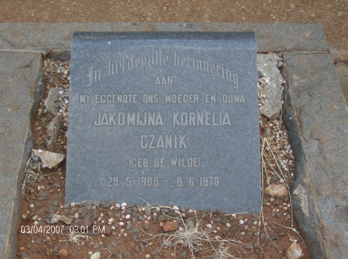 CZANIK Jakomijna Kornelia nee DE WILDE 1909-1970