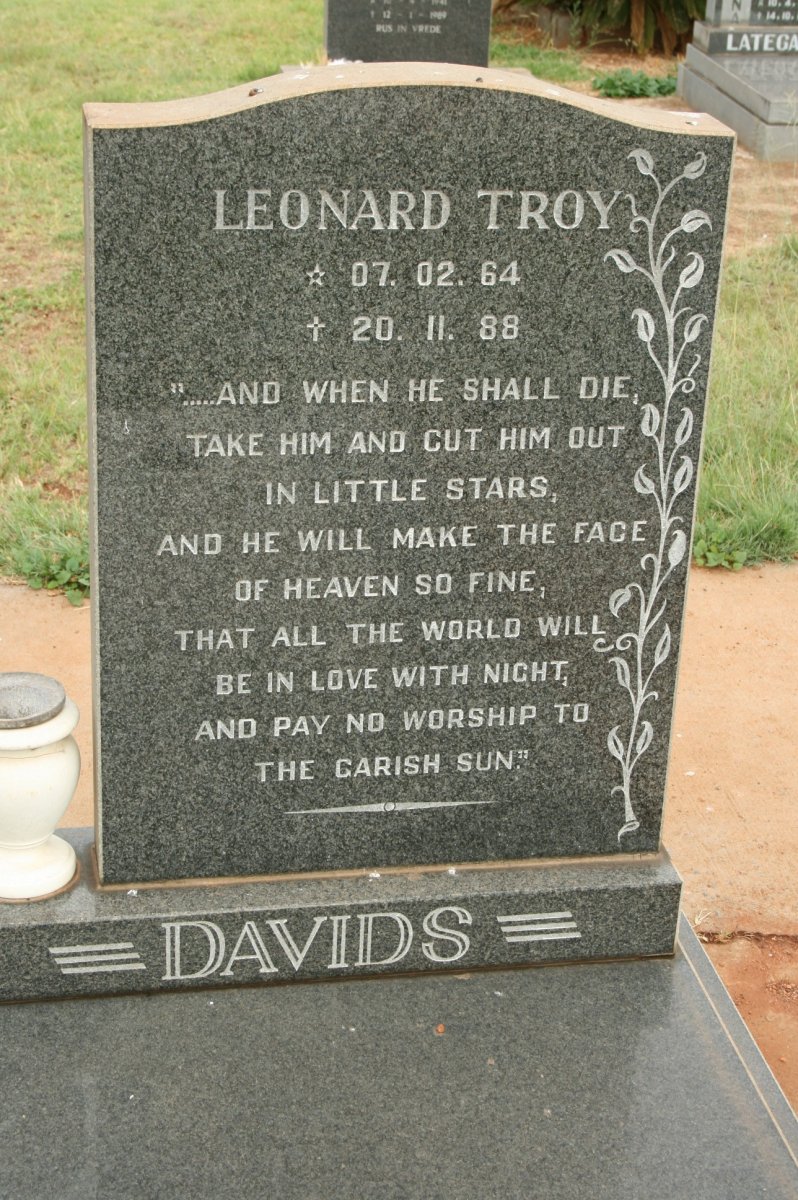 DAVIDS Leonard Troy 1964-1988
