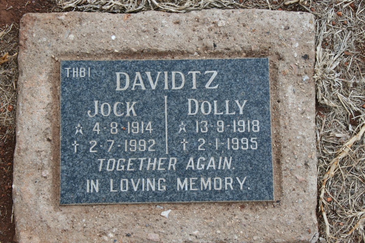 DAVIDTZ Jock 1914-1992 &amp; Dolly 1918-1995