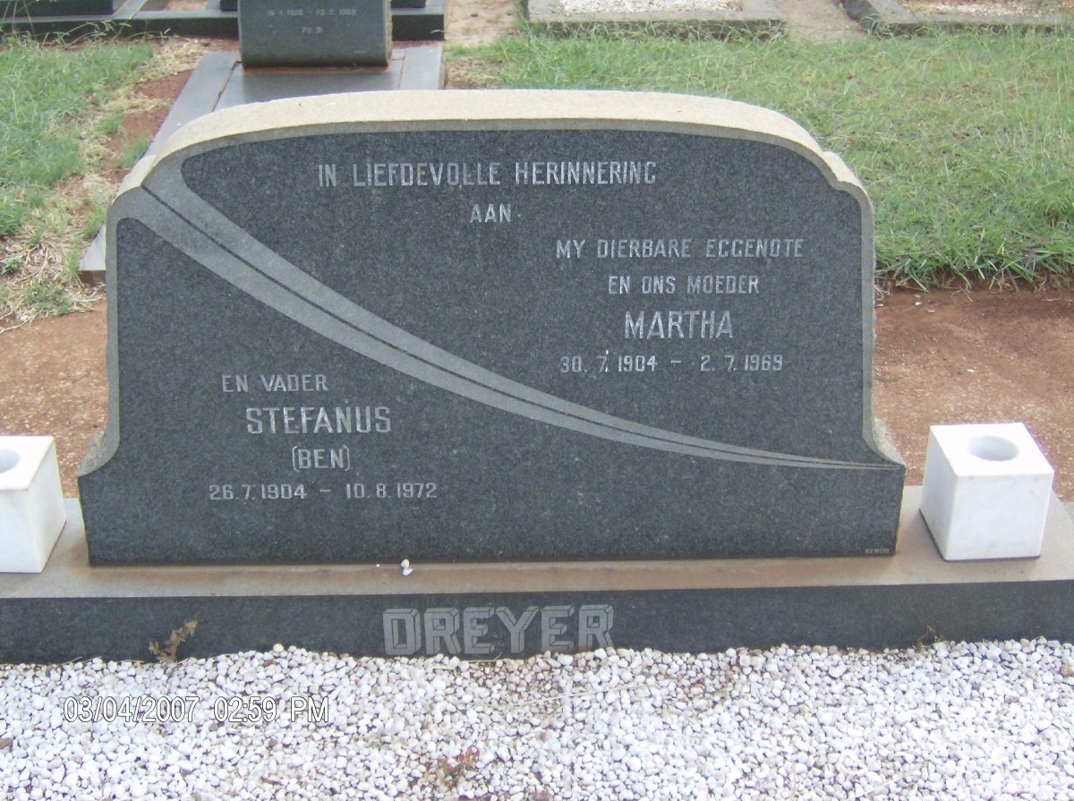DREYER Stefanus 1904-1972 &amp; Martha 1904-1969