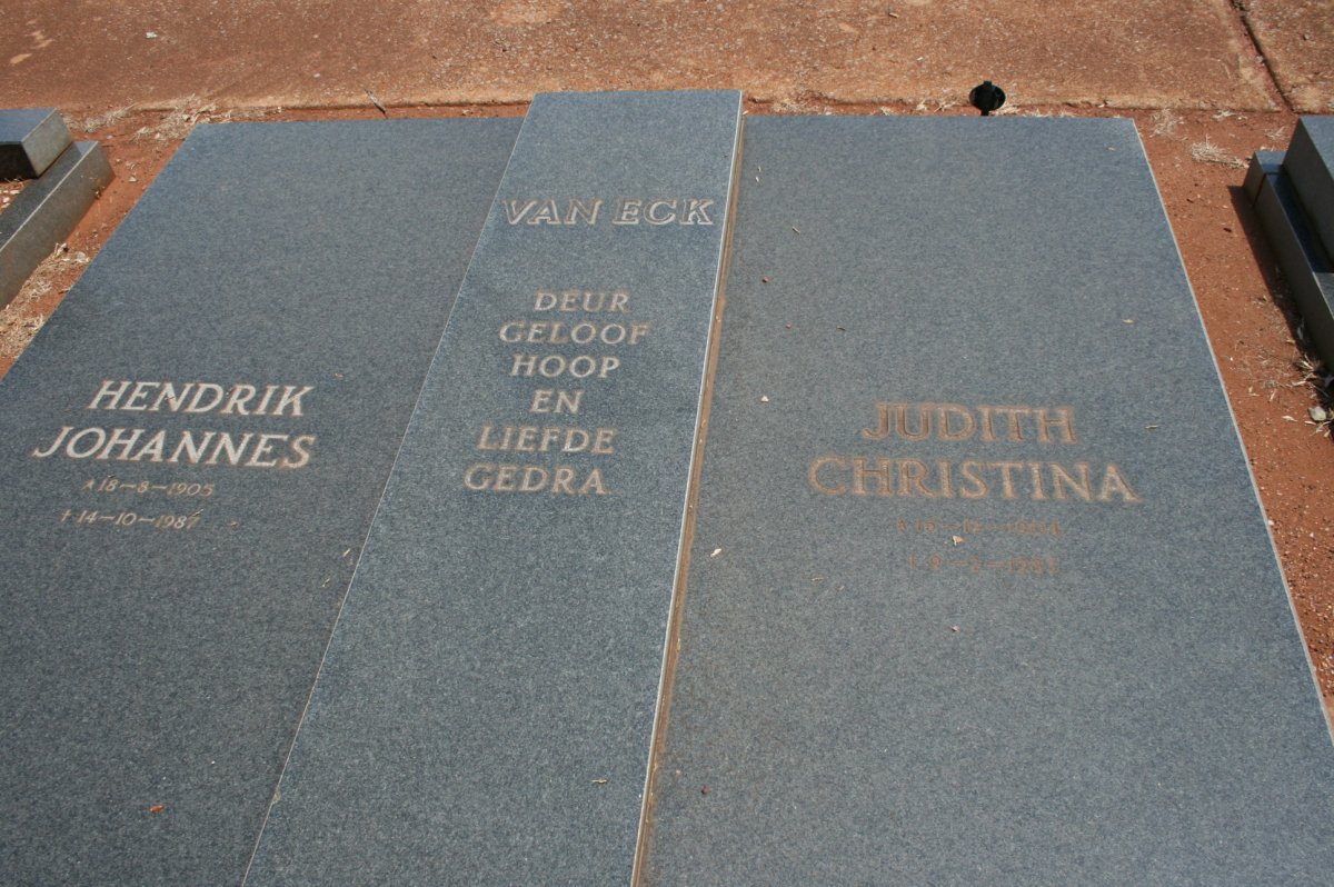 ECK Hendrik Johannes, van 1905-1987 &amp; Judith Christina 