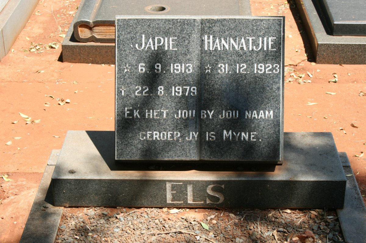 ELS Japie 1913-1979 &amp; Hannatjie 1923-