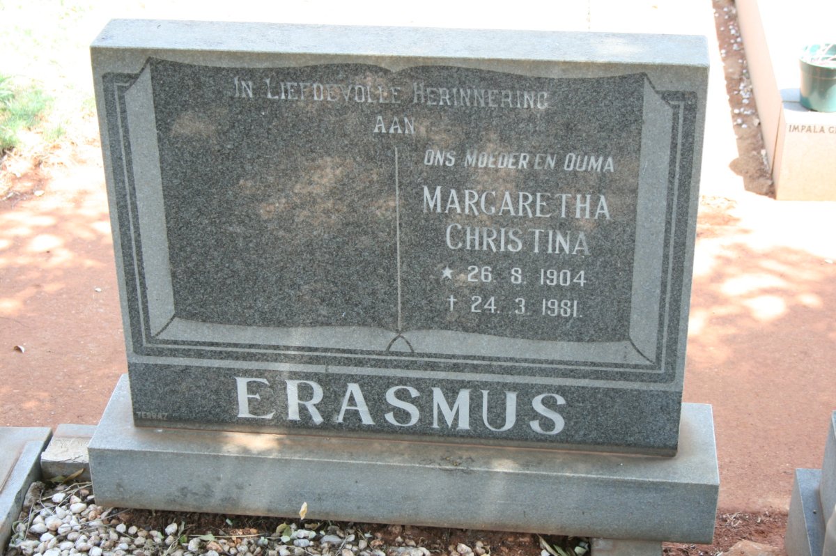 ERASMUS Margaretha Christina 1904-1981