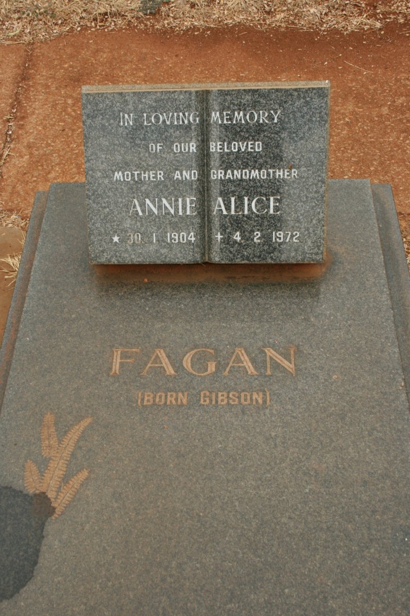 FAGAN Annie Alice nee GIBSON 1904-1972