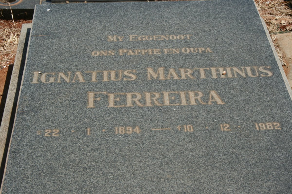 FERREIRA Ignatius Marthinus 1894-1982