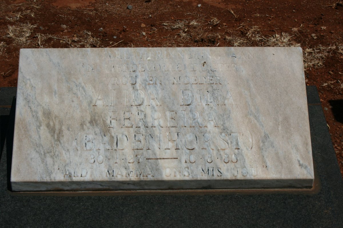 FERREIRA Alida Dina nee BADENHORST 1927-1980