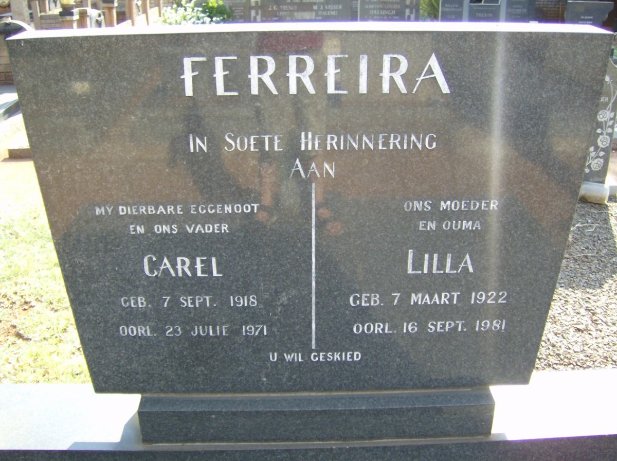 FERREIRA Carel 1918-1971 &amp; Lilla 1922-1981