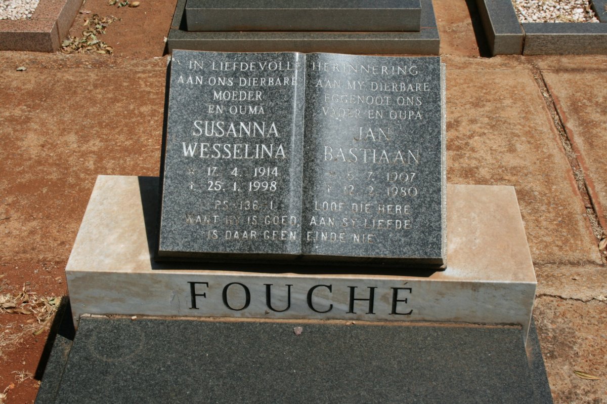 FOUCHE Jan Bastiaan 1907-1980 &amp; Susanna Wesselina 1914-1998