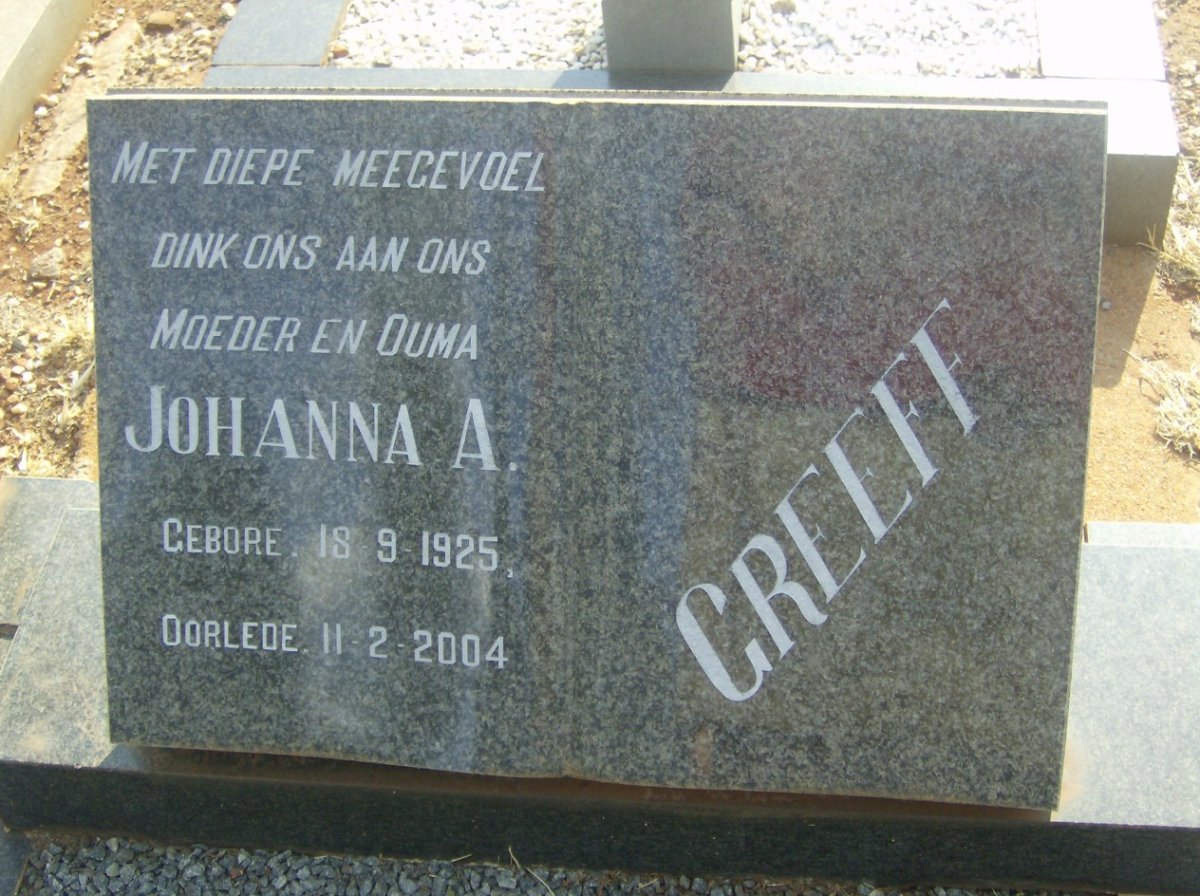 GREEFF Johanna Anna A. 1925-2004
