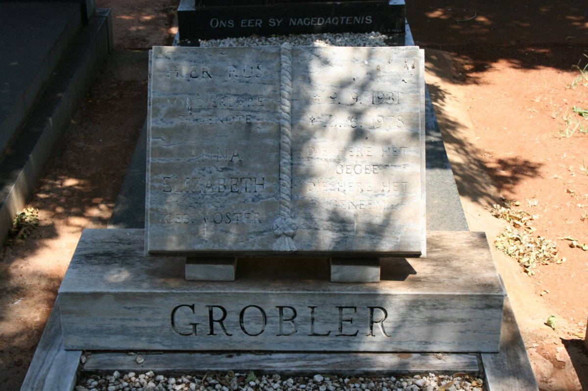 GROBLER Anna Elizabeth nee VOSTER 1931-1978