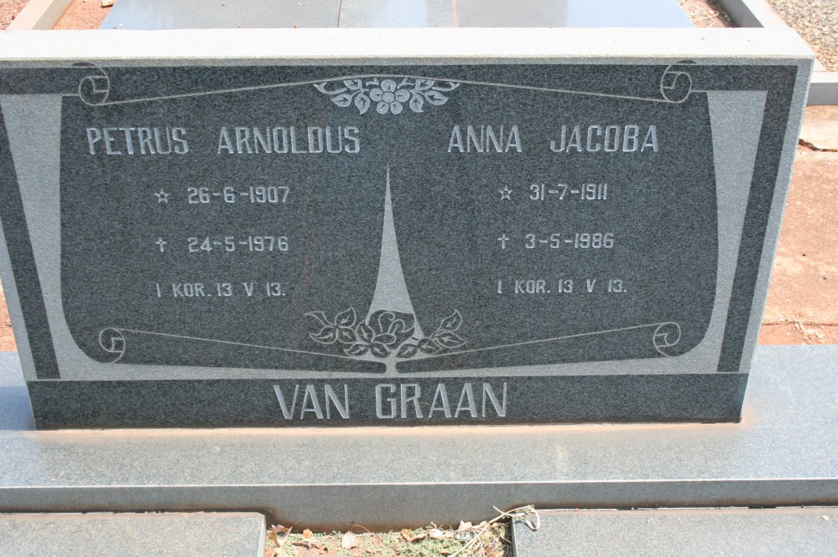 GRAAN Petrus Arnoldus, van 1907-1976 &amp; Anna Jacoba 1911-1986