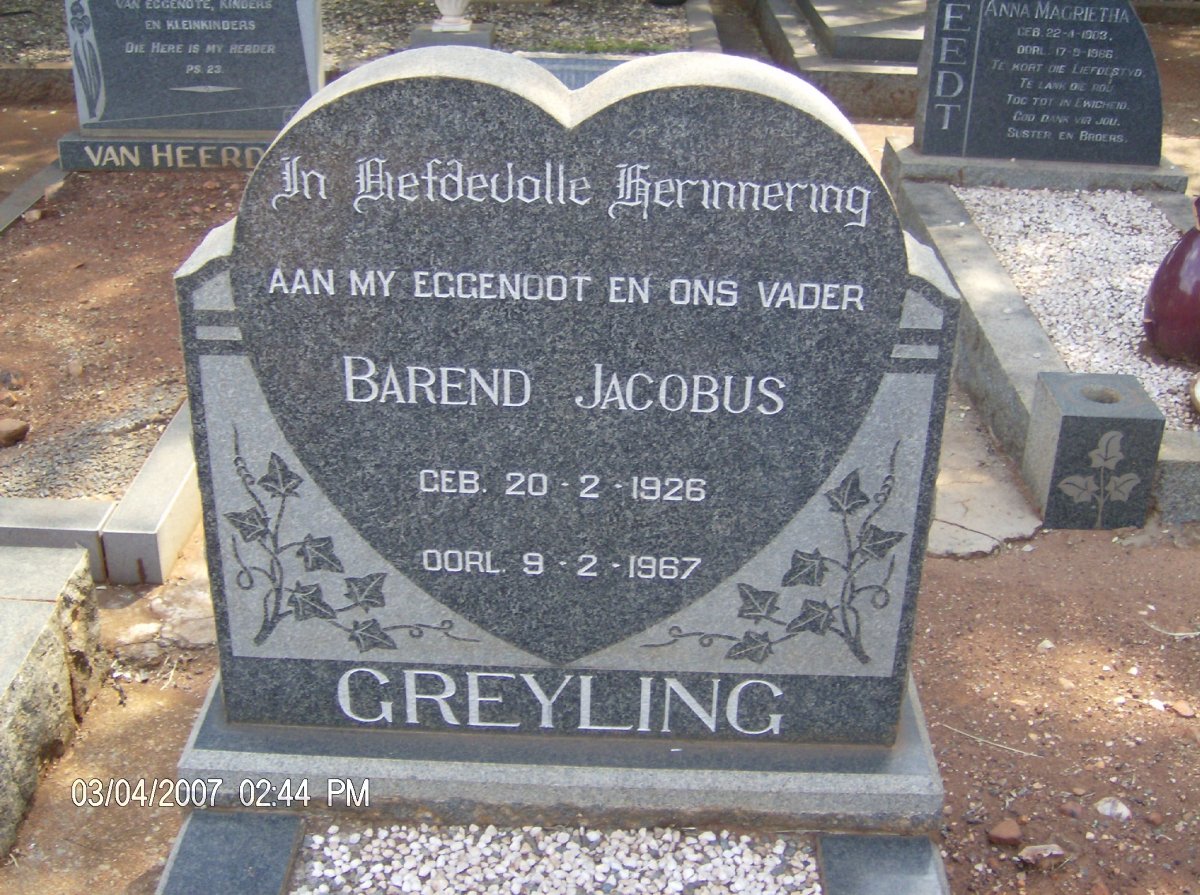 GREYLING Barend Jacobus 1926-1967
