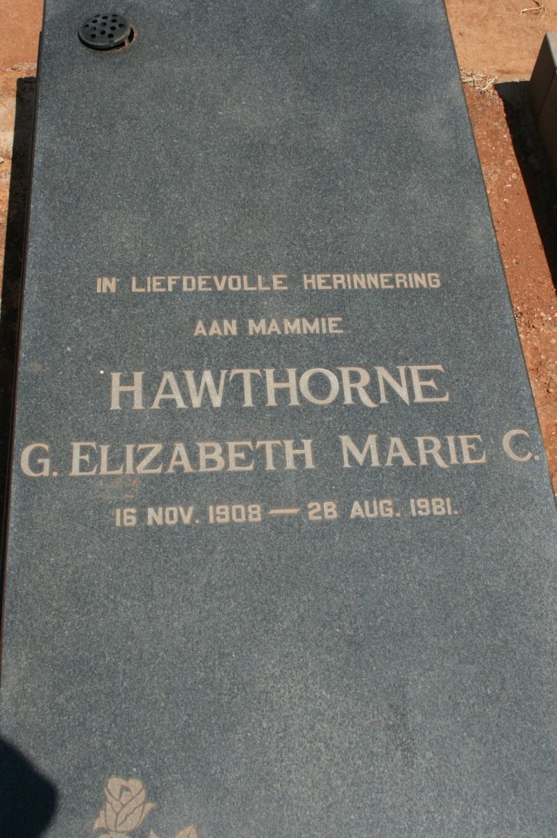 HAWTHORNE G. Elizabeth Marie C. 1908-1981