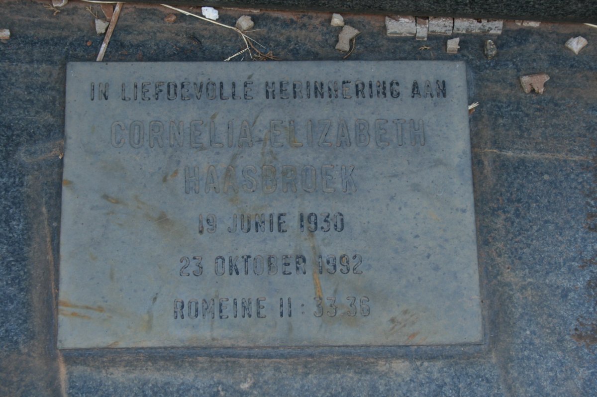 HAASBROEK Cornelia Elizabeth 1930-1992