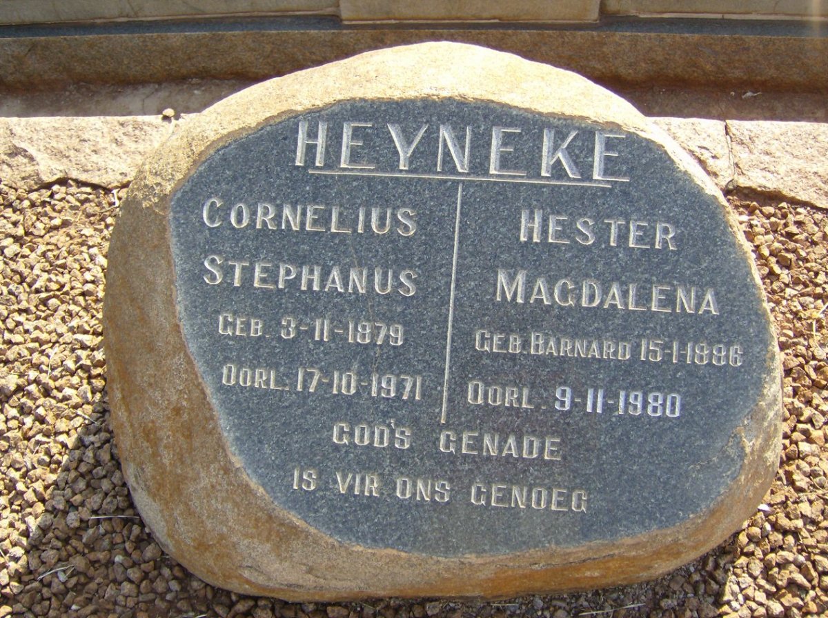 HEYNEKE Cornelius Stephanus 1879-1971 &amp; Hester Magdalena BARNARD 1886-1980