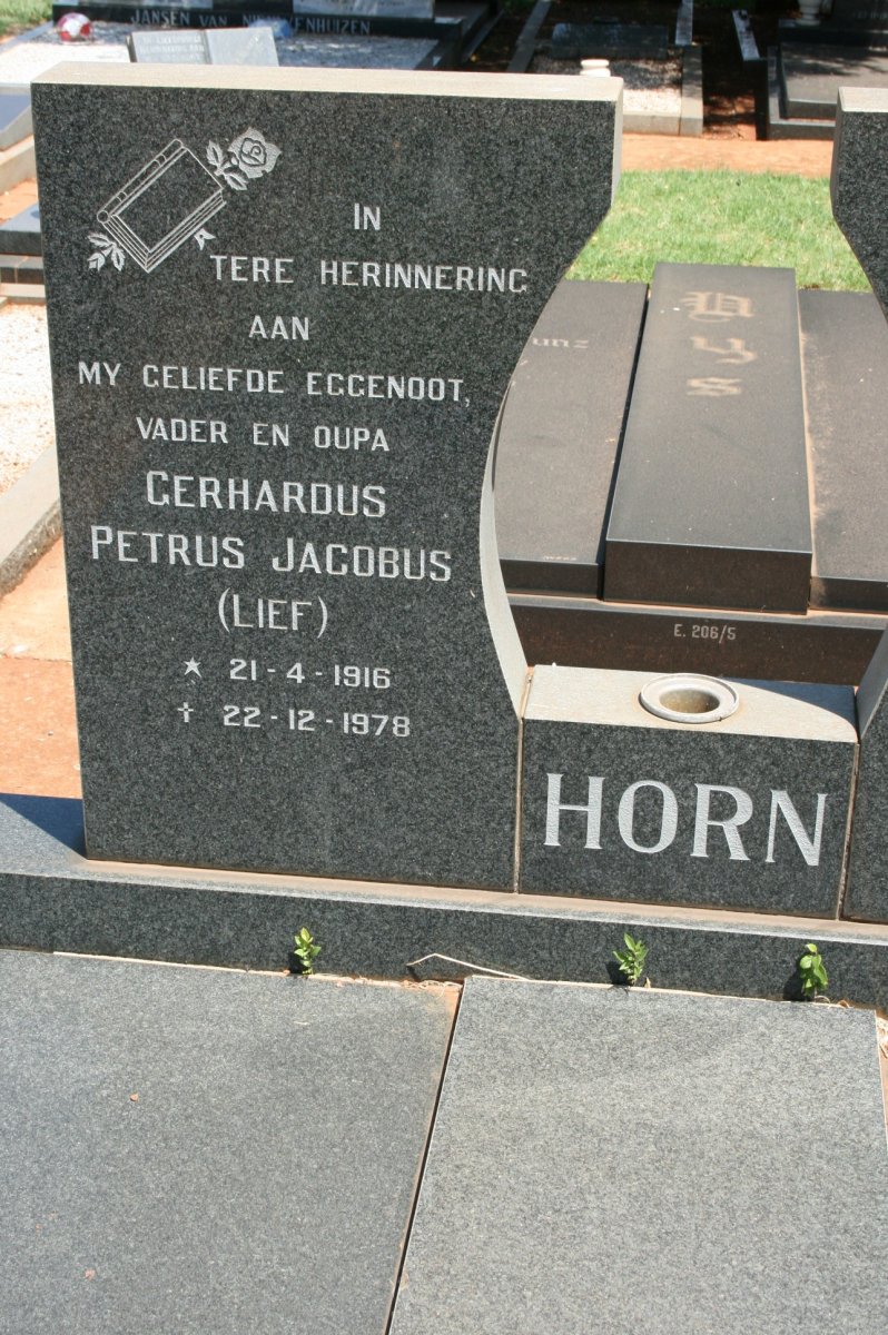 HORN Gerhardus Petrus Jacobus 1916-1978