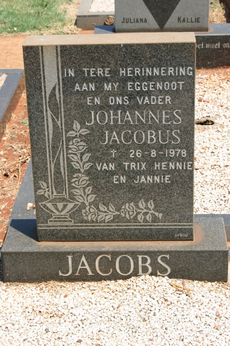 JACOBS Johannes Jacobus -1978