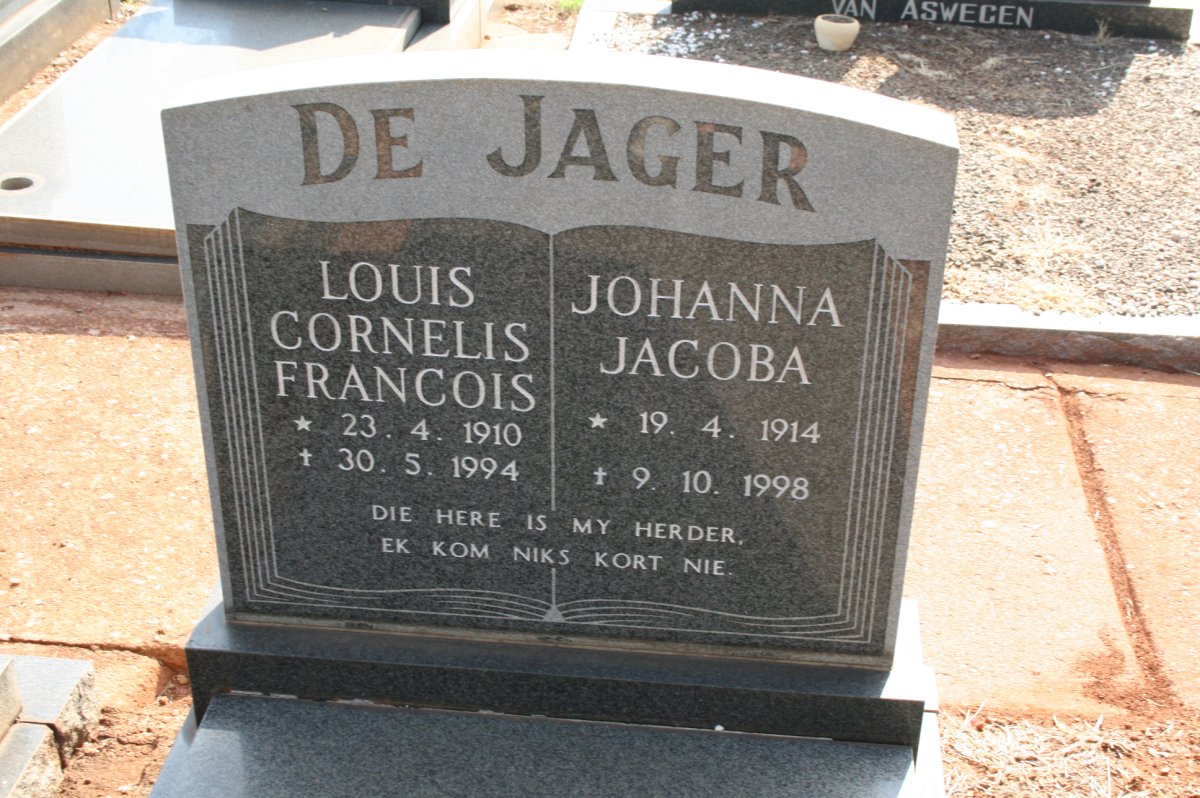 JAGER Louis Cornelis Francois, de 1910-1994 &amp; Johanna Jacoba 1914-1998