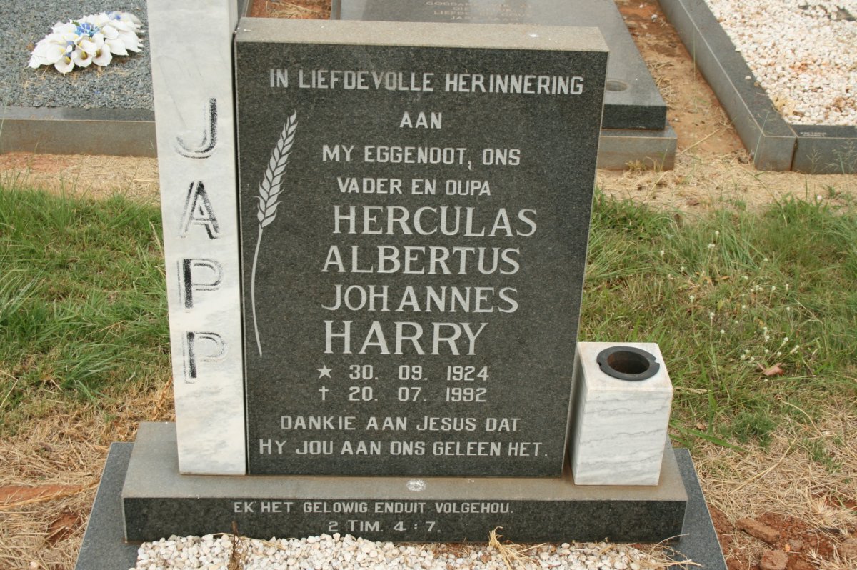 JAPP Herculas Albertus Johannes Harry 1924-1992