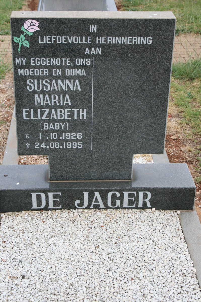 JAGER Susanna Maria Elizabeth, de 1926-1995