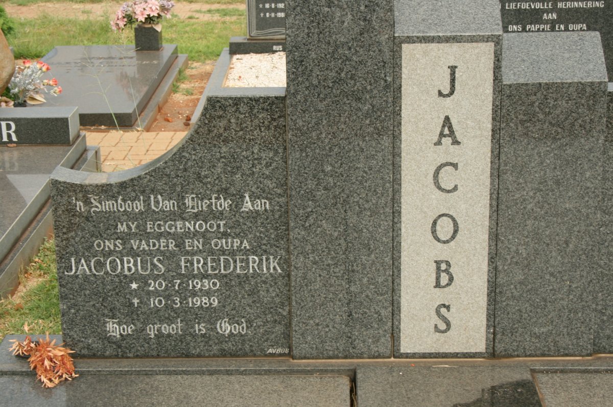 JACOBS Jacobus Frederik 1930-1989