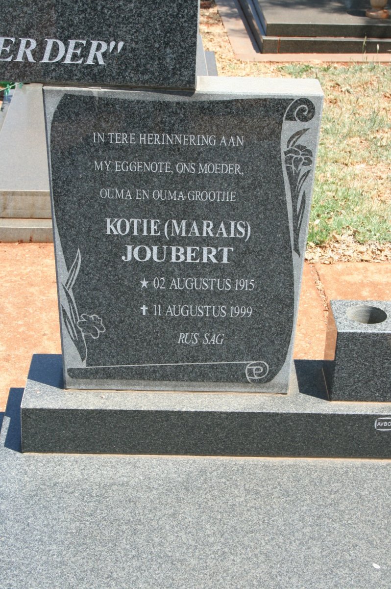 JOUBERT Kotie nee MARAIS 1915-1999