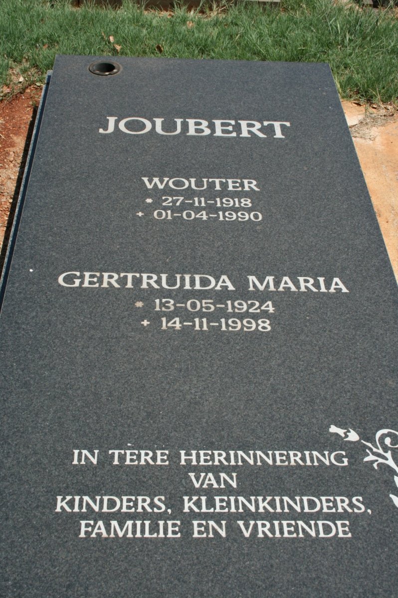 JOUBERT Wouter 1918-1990 &amp; Gertruida Maria 1924-1998