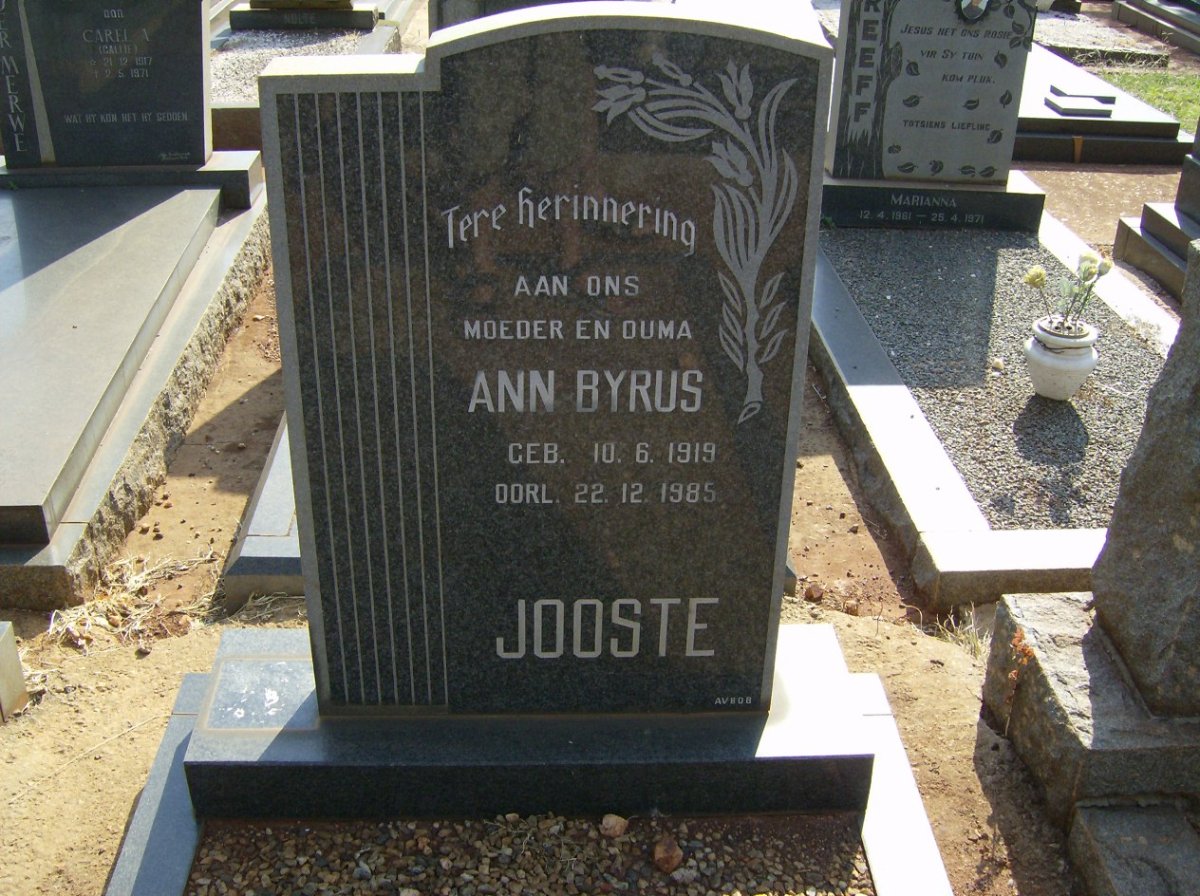 JOOSTE Ann Byrus 1919-1985