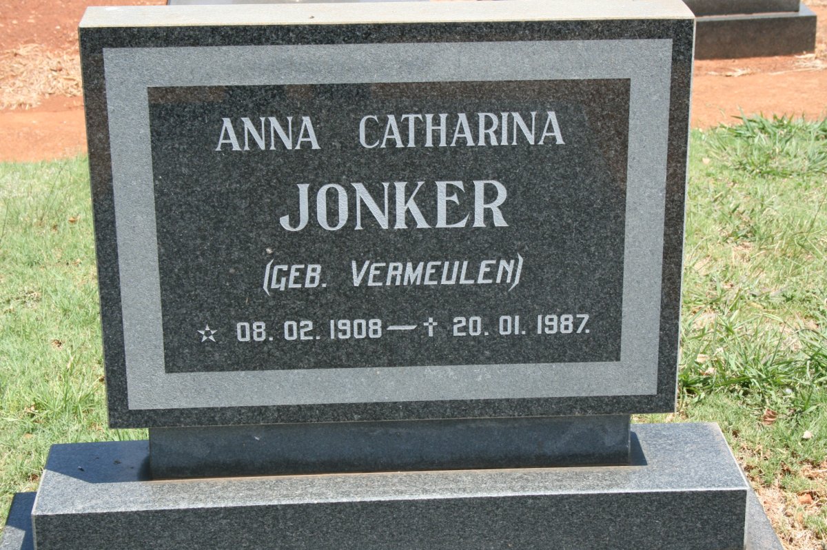 JONKER Anna Catharina nee VERMEULEN 1908-1987