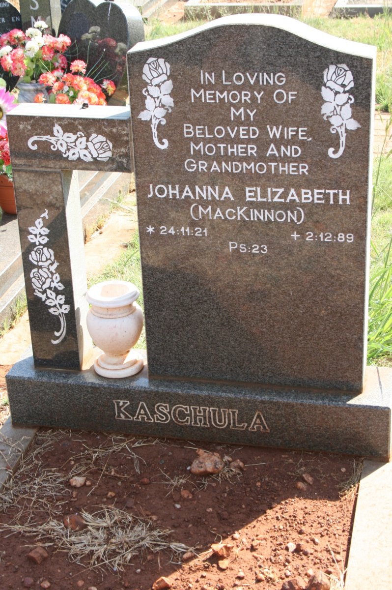 KASCHULA Johanna Elizabeth nee MacKINNON 1921-1989