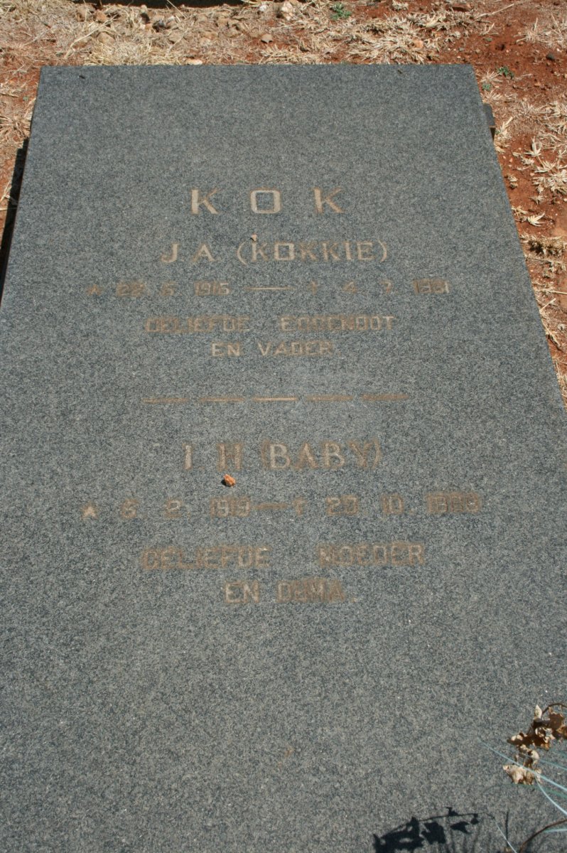 KOK J.A. 1915-1981 &amp; I.H. 1919-1986