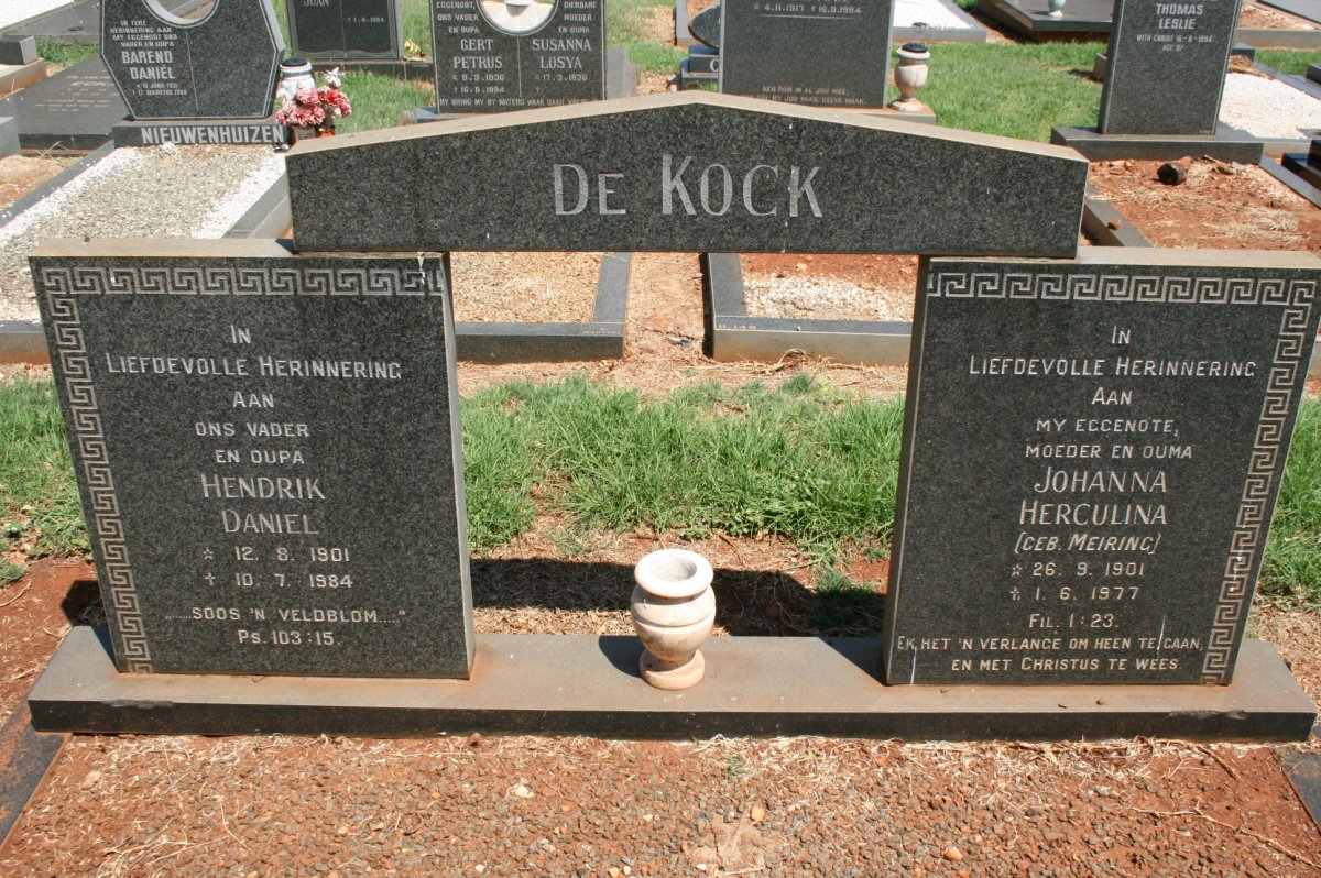 KOCK Hendrik Daniel, de 1901-1984 &amp; Johanna Herculina MEIRING 1901-1977