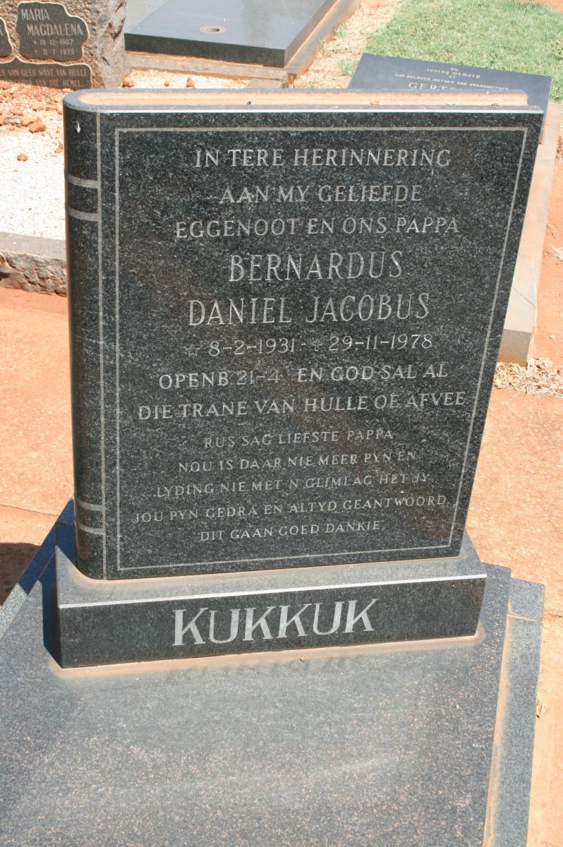 KUKKUK Bernardus Daniel Jacobus 1931-1978
