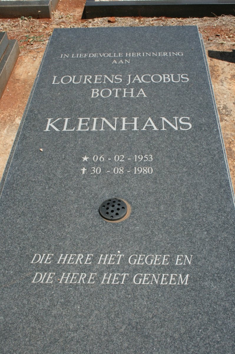 KLEINHANS Lourens Jacobus Botha 1953-1980