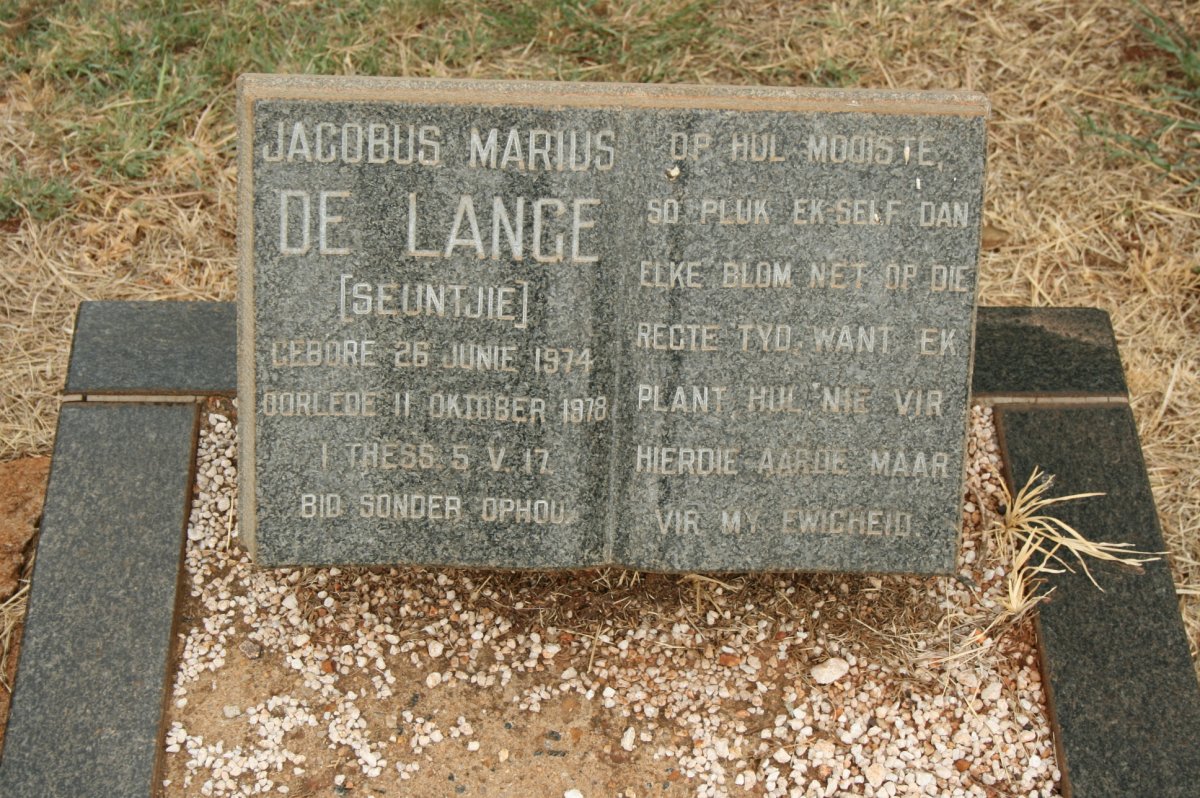 LANGE Jacobus Marius, de 1974-1978