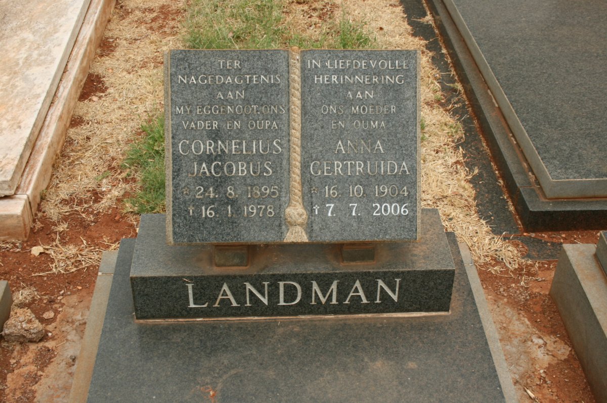 LANDMAN Cornelius Jacobus 1895-1978 &amp; Anna Gertruida 1904-2006